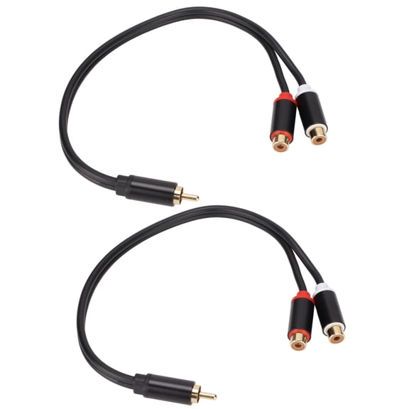 NFTIGB 2pcs RCA Splitter Cable 1 Male to 2 Female Stereo Gold Plated RCA Y Adapter Cable for HDTV Subwoofer
