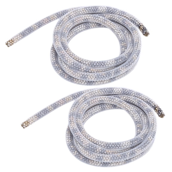 NFTIGB 2pcs White Mesh Leopard Rhinestone Trim 6mm / 0.24 inches DIY Sewing Decoration Sparkle Crystals Bling Beaded Ribbon Chains for Pants Shoes Wedding Dress Embellishments