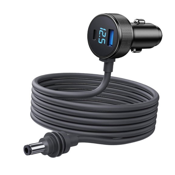 NFTIGB 3 in 1 Satellite Car Charger DC Power Cable Cigar Lighter Adapter 12V-48V with Digital Display USB C PD 140W USB A 35W Ports for Trucks Cars 10ft / 3.05m
