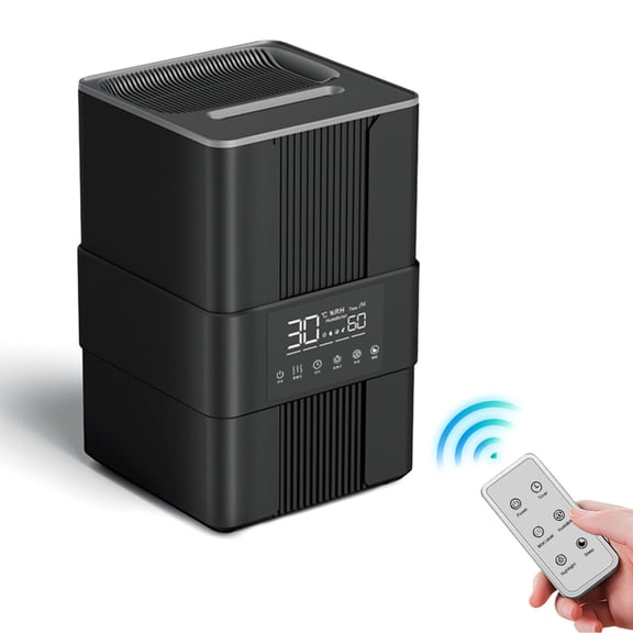 NFTIGB 3.5L Cool Mist Ultrasonic Humidifier for Bedroom Large Room, Simulated Flame Desk Air Humidifier with Remote Control, 3 Mist Modes, Auto Shut-Off, Black (11.6 in / 29.5 cm)