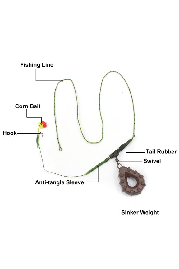 3 Pack Carp Fishing Inline Rig Set with 80g Sinker Weight Tail Rubber Tubes Anti-Tangle Sleeves Quick Change Swivels Hooks, 8.27 inches / 21 cm