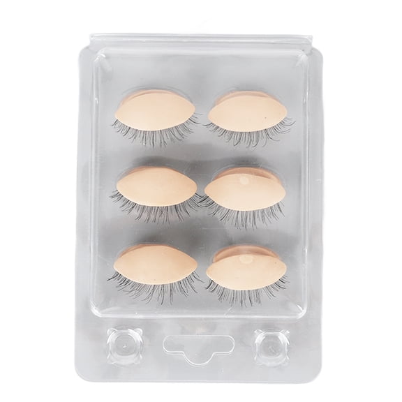 NFTIGB 3 Pairs Mannequin Head Eyelids with Eyelashes for Eyelash Extension Grafting Training Practice Skin Color Display Model, Removable Silicone Replacement Eyes, 12 inches / 30.5 cm Length