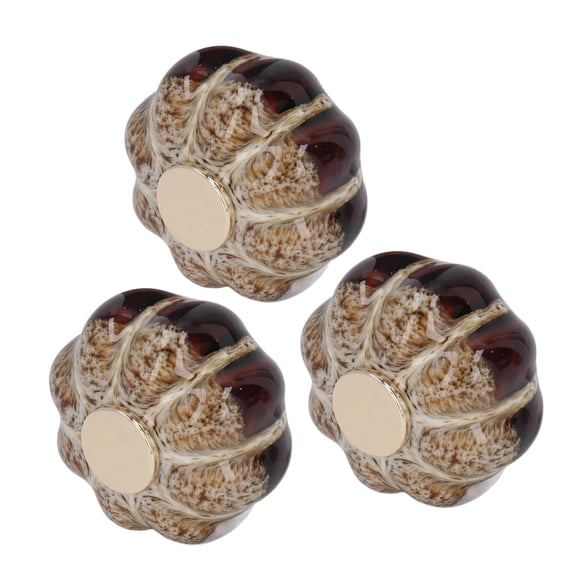 NFTIGB 3 Pcs Classical Ceramic Pumpkin Door Pull Handle Knobs For Kitchen Cabinet Drawer Cupboard Gold Decorative Hardware Cupboard Handles 1.57x1.57x1.18 in / 4x4x3 cm