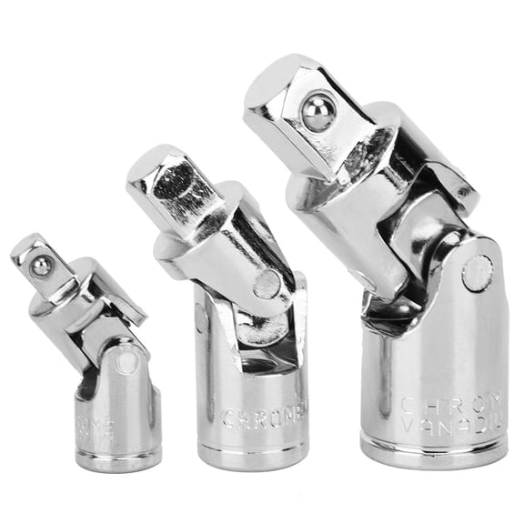 NFTIGB 3 Pcs Universal Joint Set CR-V Steel Mirror Polished Socket Adapter 1/4in 3/8in 1/2in for Auto Repair and Home Maintenance (3.93 inches / 10 cm)