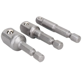 NFTIGB 3-Piece Drill Socket Adaptor Set Hex Drive To 1/4 Inch 3/8 Inch 1/2 Inch Drive Impact Driver Chrome Vanadium Steel 50mm Long Heavy Duty Hand Socket Set
