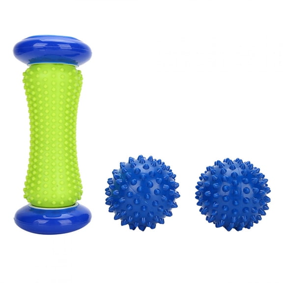 NFTIGB 3-Piece Foot Massage Roller and Spiky Ball Set for Plantar Fasciitis Relief, Deep Tissue Foot Arch Massager Tool for Muscle Recovery, Includes 2 Balls and 1 Portable Roller (6.5 inches/16.5cm)