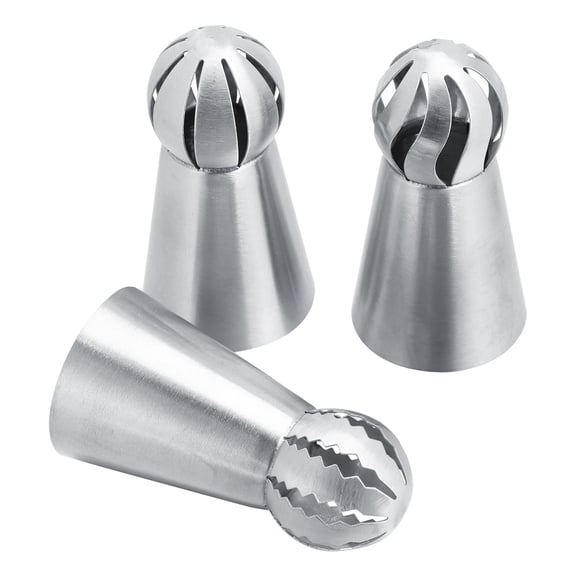 NFTIGB 3-Piece Russian Flower Piping Tips Set, Premium Stainless Steel Icing Decorating Nozzles Cake Cupcake Pastry Baking Tools Kit for Beautiful Butter Cream Flowers, Silver