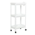 thumbnail image 1 of NFTIGB 3-Tier Rolling Bathroom Organizer Shelf with Wheels, Plastic Freestanding Mobile Utility Cart for Kitchen, White (14.57 inches / 37 cm), 1 of 9