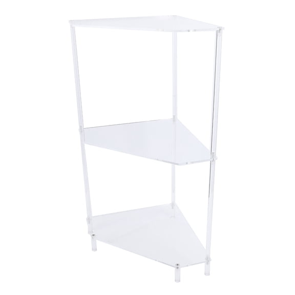NFTIGB 3 Tier Triangular Acrylic Corner Side Table Small Display Rack Bathroom Organizer Water Resistant End Table Clear For Living Room Bedroom Kitchen (11.8 inches / 30 cm)