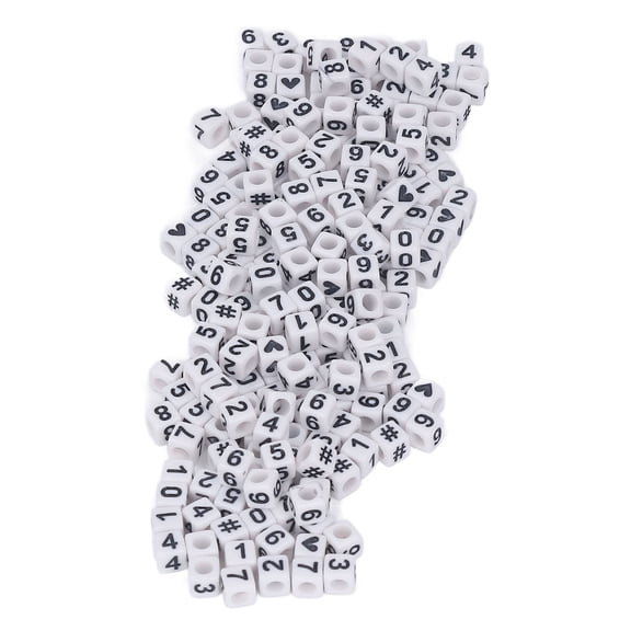 NFTIGB 300 Pcs White Acrylic Number Beads 7x7mm (0.28x0.28 inches) Square Loose Beads for DIY Jewelry Making Bracelets Necklaces Crafts