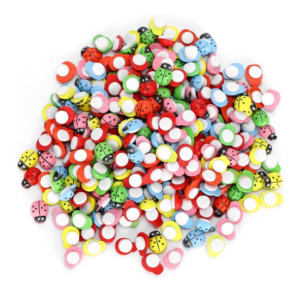 NFTIGB 300Pcs Wooden Ladybugs Landscape Simulation Tiny Crafts Scrapbooking DIY Decoration Accessories Micro Landscape Ornaments Card Making Embellishments