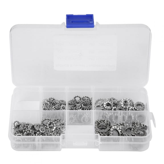 NFTIGB 300pcs 304 Stainless Steel Serrated Lock Washer External Toothed Washers Set for Hardware Fastening