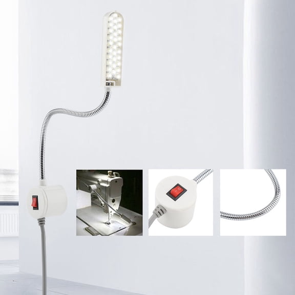 NFTIGB 30LEDs Sewing Machine Light Working Gooseneck Lamp with Magnetic Base, 180lm Daylight 6000K Super Bright Eye-Protection Flexible Task Light for Bench Lathe Drill Press (10 inches / 25.4 cm)