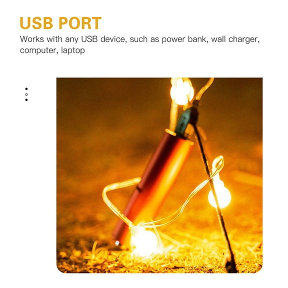 NFTIGB 32.8 ft / 10m Outdoor Indoor String Lights 80 LED USB Powered Weatherproof Crystal Fairy Lights for Camping, Birthday Parties, Bedroom Decoration, Warm White