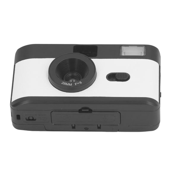 NFTIGB 35MM Film Camera Reusable Lightweight Vintage Retro Camera Built-in Flash with 28MM F/8 Lens 1/120s Shutter Speed Portable Photography Student Festival Gift, Black and White