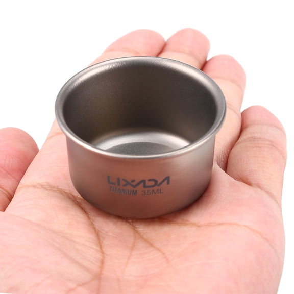 NFTIGB 35ml Mini Titanium Tea Cup 3-Piece Pack, Light Outdoor Camping Hiking Coffee Cups Set with Mesh Sack (1.9 inches / 4.8 cm)