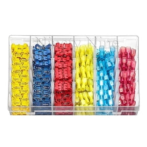 NFTIGB 360PCS Nylon Spade Quick Disconnect T-type Crimp Terminal Fully Insulated Male & Female Spade Electrical Crimp Cold-Pressed Terminals Assortment Kit