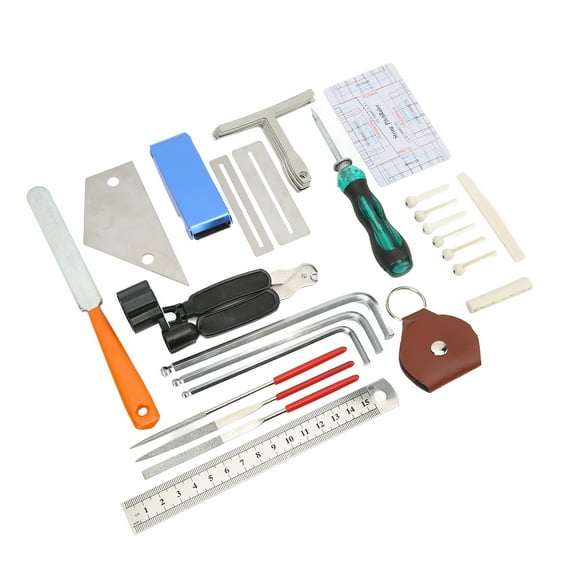 NFTIGB 36Pcs Guitar Repairing Tools Kit Setup Maintenance String Changing Tuning Wrench Leveling Ruler for Acoustic Electric Guitars