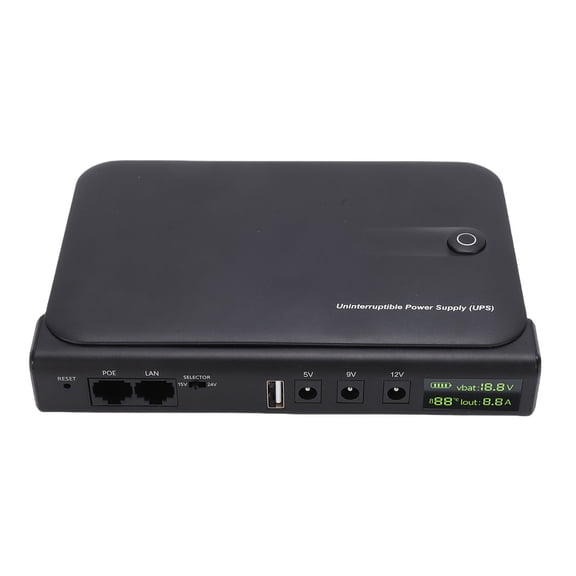 NFTIGB 36W Uninterruptible Power Supply, Mini DC Battery Backup for Router, Modem, and Security Camera, Multi-Voltage 5V/9V/12V/15V/24V USB POE LAN Output, US Plug (10 inches / 25.4 cm Cord)