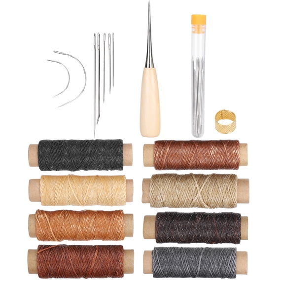 NFTIGB 37Pcs Leather Sewing Kit, Premium Hand Repair Tools with Waxing Thread & Needles, DIY Handmade Craft Set for Shoe Repair & Canvas Stitching (8.66 inches / 22.0 cm) - Ideal for Beginners & Pros