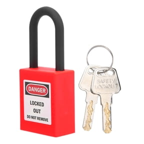 NFTIGB 38mm Lockout Tagout Padlock Nylon Industrial Engineering Insulation Security Dustproof Lock Device for Construction Site Red Safety Tool, 1 Count