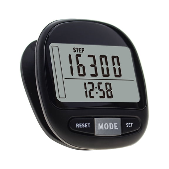 NFTIGB 3D Pedometer Calories Distance Miles Goal Steps Tracker with Clip and Lanyard Built-in Battery Black 5.0 inches / 12.7 cm
