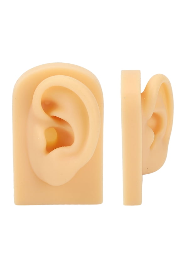 3D Soft Silicone Left Ear Model for Piercing Practice Artificial Flexible Human Body Part Jewelry Display Prop Tattoo Training Supply Light Skin Tone 2.95 Inches