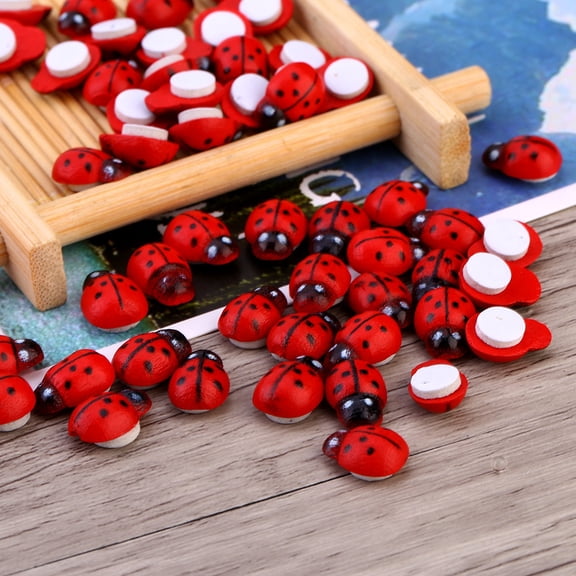 NFTIGB 3D Wooden Ladybug Wall Stickers 100pcs Sponge Adhesive Animals Craft Decals for Children Room Nursery Refrigerator DIY Cute Red Insects Wall Dcor 0.3 x 0.4 inches / 0.8 x 1.1 cm