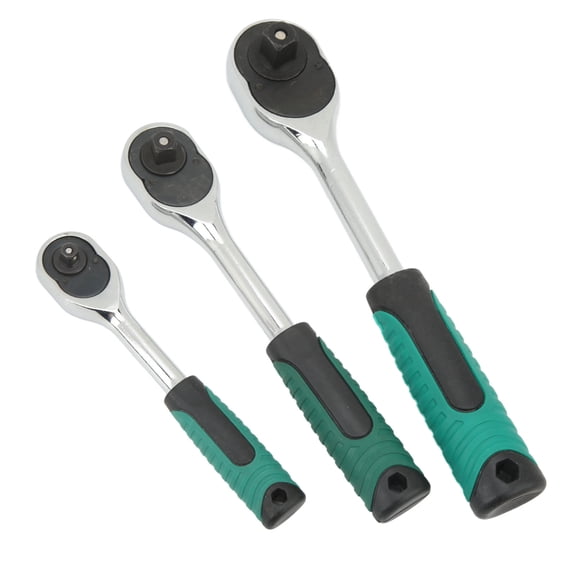 NFTIGB 3PCS 24 Tooth Ratchet Wrench Set, Heavy Duty 3/8-Inch Drive Metal Socket Wrench Automotive Repair Tool Kit (11 Inches / 28 cm)