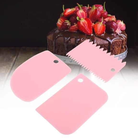 NFTIGB 3Pcs Baking Scrapers Cream Spatulas Pastry Tools Soft Pastry Scraper Kitchen Dough Cutter Set (Pink, 4.8 inches / 12.2 cm)