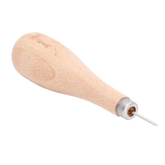 NFTIGB 3mm Stitching Awl Profession Ergonomic Awl Tool Sewing with Beech Handle Awl Punch Leather Stitching Awl for Leather Punching