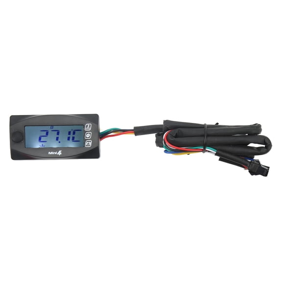 NFTIGB 4 in 1 Motorcycle Digital Voltmeter Time Water Oil Temp Gauge DC12V Universal Fitment M12x1.5 Thread 0.47 inches / 12 mm Sensor Adapter LCD Display Panel