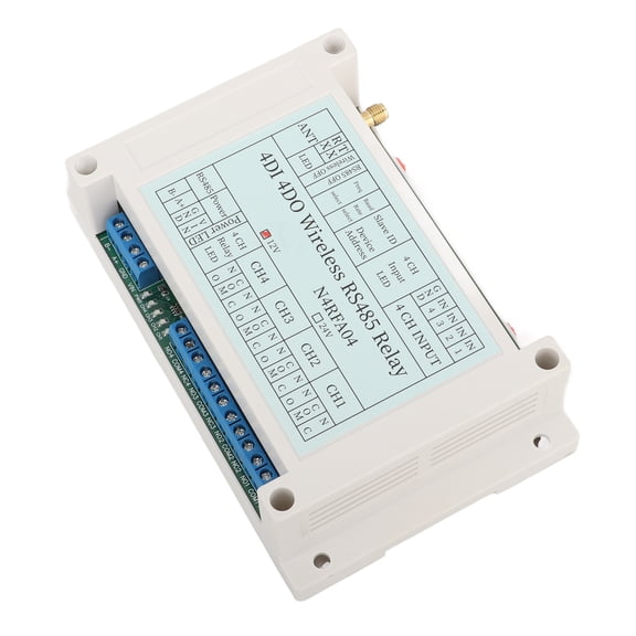 NFTIGB 4 Channel Wireless Relay Module 4DI 4DO 433M RS485 Transmitter Receiver Relay with Antenna DC 12V 5.7 inches / 144 mm Industrial Home Automation Control Switch Board System