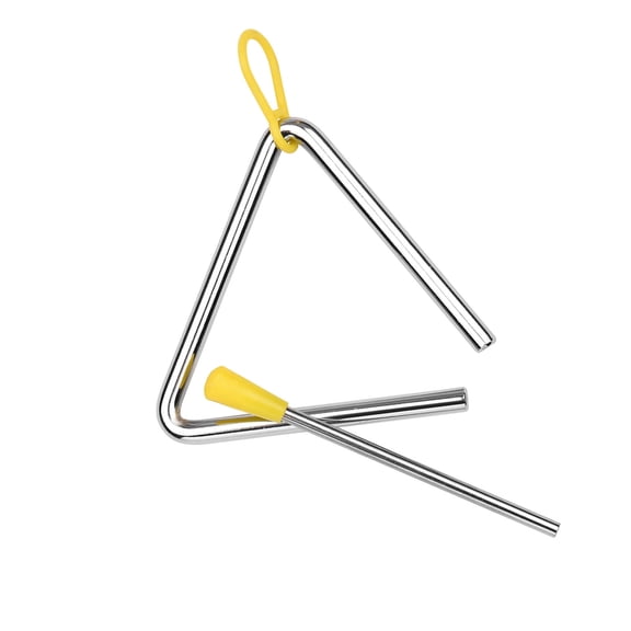NFTIGB 4 Inch Triangle Bell with Metal Mallet Idiophone Steel Hand Percussion Children Toddler Rhythm Learning Early Education Musical Instrument Striker Set (4 inches / 10.16 cm)