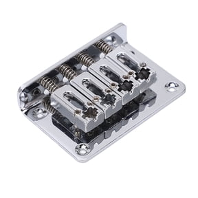 NFTIGB 4 String Fixed Bridge Replacement for Electric Guitar Bass Ukulele, Silver Metal Stringed Instrument Accessories with Wrench and 4 Screws, 2.76 inches / 7 cm[cite: 1]