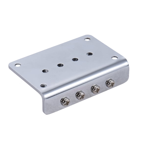 NFTIGB 4 String Fixed Hard-tail Tailpiece Bridge Set for Electric Ukelele Silver, 2.4 inches / 6.0 cm