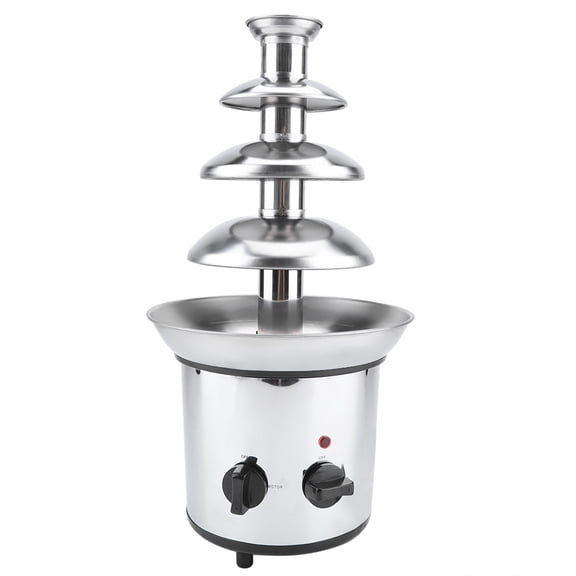 NFTIGB 4-Tier Electric Chocolate Melting Machine Fondue Maker Fountain for Parties Weddings & Birthdays, Stainless Steel Waterfall Chocolate Dispenser, 170W Adjustable Temperature Control, Silver