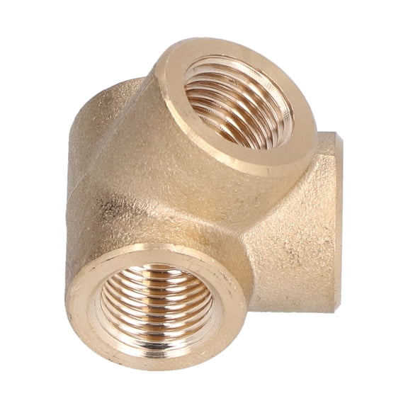 NFTIGB 4-Way Side Outlet Tee Brass Air Compressor Fitting 12mm Internal Thread Pneumatic Connector Industrial Pipe Hardware, 1 Count