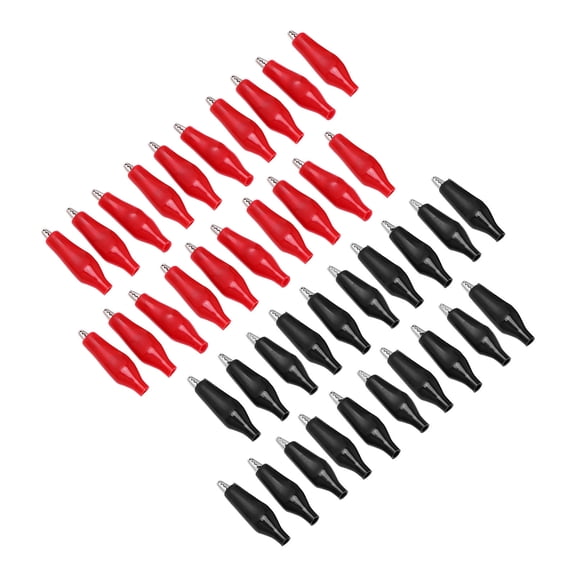 NFTIGB 40-Piece Battery Test Clamps Alligator Gator Clips 25.010 Red & Black PVC Steel Single Handle Test Leads for Power Testing