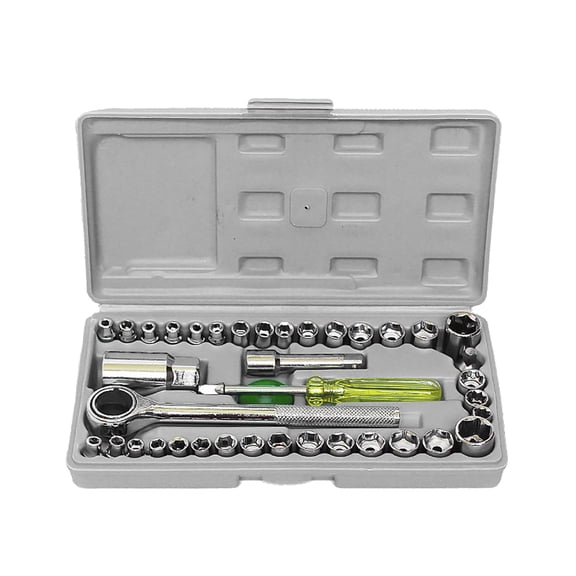NFTIGB 40-Piece Drive Socket Wrench Set, 1/4-Inch and 3/8-Inch Metric and SAE Combination Socket Tool Kit with Reversible Ratcheting Wrench and Storage Case for Car Auto Motorcycle Maintenance