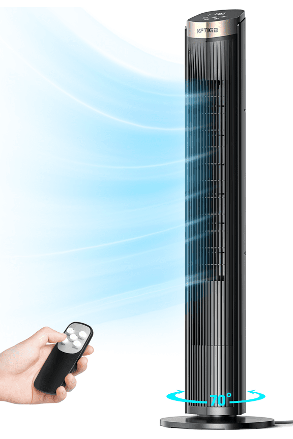 40 inch Tower Fan for Home, 70 Oscillating Standing Floor Fan with Remote, 5 Speeds 3 Modes with Remote Bladeless Fan, New