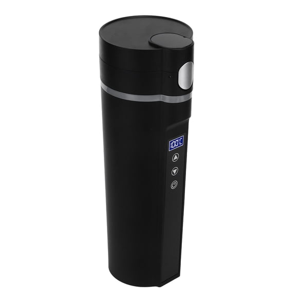 NFTIGB 450ml / 15.2 oz Electric Heated Travel Mug Smart Temperature Control Black Low Noise Smart Heating Car Cup for Travelling Camping Commuting Road Trips 12-24V Universal Stainless Steel