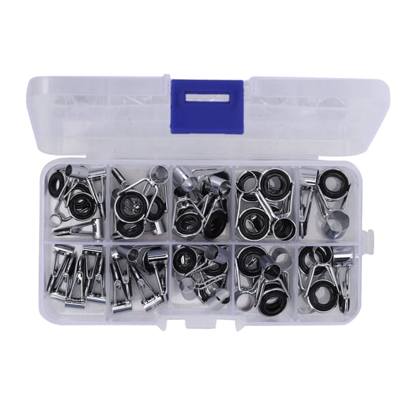 NFTIGB 45Pcs 9Size Stainless Steel Ceramics Fishing Rod Guide Ring Set Accessory 5.12 inches / 13 cm