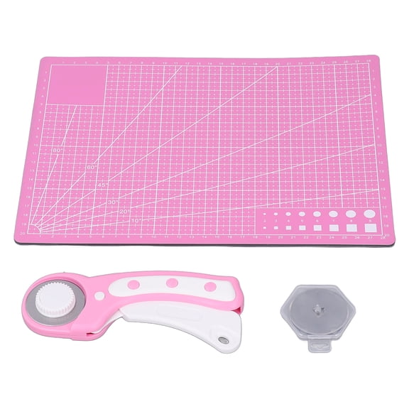 NFTIGB 45mm Rotary Cutter Set with A4 Backing Plate, 5 Replaceable Stainless Steel Blades and Felt Bag for Fabric Sewing Arts Quilting Crafting (1.77 in / 45 mm)