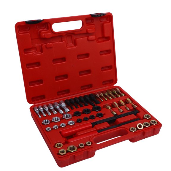 NFTIGB 48-Piece Thread Chaser Set Metric and SAE Thread Repair Kit Rethreading Tool Kit with 22 Taps 24 Dies 2 Thread Files Universal Restorer Tool Set for UNC UNF Home Improvement (10x9.4x2.4 in)