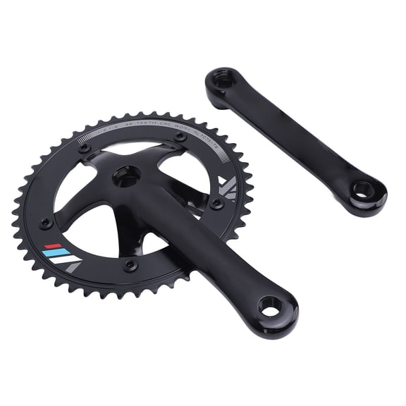 NFTIGB 48T Bicycle Crankset Hollow Integrated Chainring Crank Arm Set Aluminum Alloy Square Hole Single Speed Chainring Crankset for Fixed Gear Cycling Models, Black (11.02 in / 28 cm)