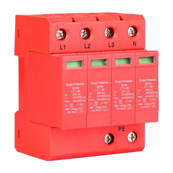 NFTIGB 4P 40KA 385V House Surge Protector Low Voltage Arrester Device 20A Plug-in Module Rail Mounting Electrical Protection Equipment (9 inches / 22.86 cm)