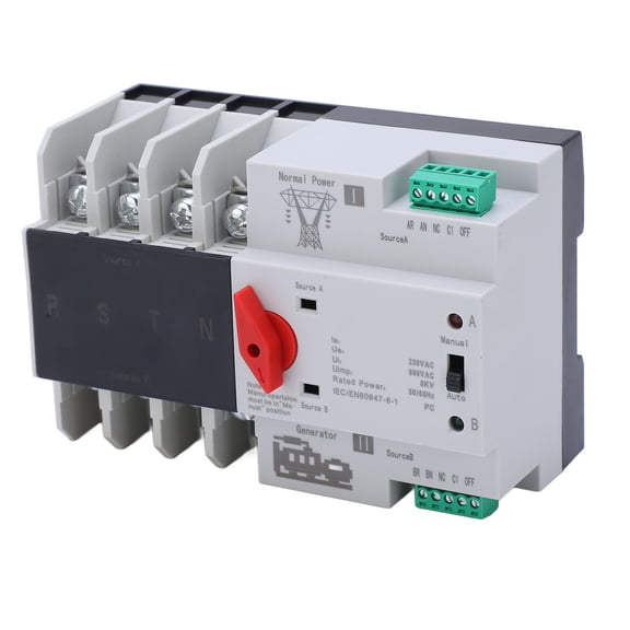 NFTIGB 4P Dual Power Automatic Transfer Switch Uninterrupted Toggle Controller for Home Appliance AC230V Coil 125A Heavy Duty Electrical Component (5.91 inches / 15 cm)