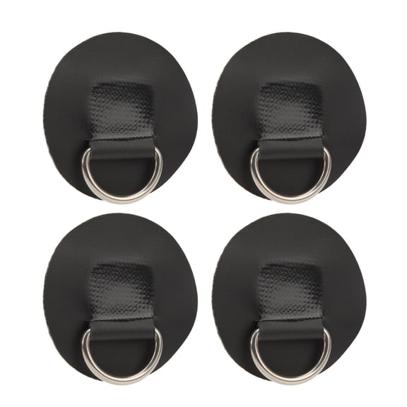 NFTIGB 4PCS Black D Ring Patch PVC Stainless Steel Round Pad Replacement Kit for Inflatable Boat Surfboard Kayak Canoe Accessories (3.15 inches / 8 cm)