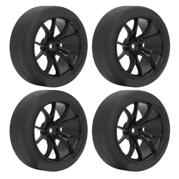 NFTIGB 4PCS RC Car Tires Universal Fit for TAMIYA TT01 TT02 XV01 XV02 HSP 94123 94122 1/10 Scale Remote Control Cars Black - Replacement Parts